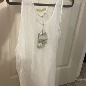 Women's sleeveless white sheer cotton tank too or beach cover up.